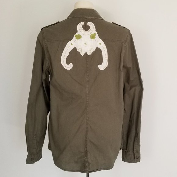 Refashioned Vintage Army Green Shirt (M/L) - Picture 3 of 7